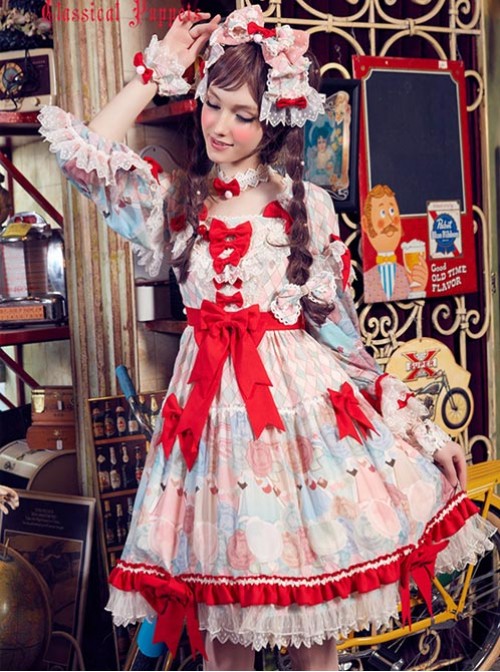 Crisp breast tea girl breasts small high waist cherry peppermint lolita OP