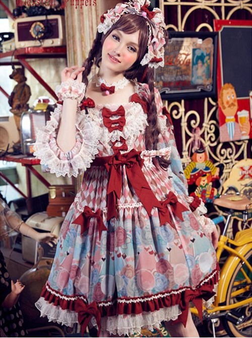 Crisp breast tea girl breasts small high waist toffee cotton candy lolita OP