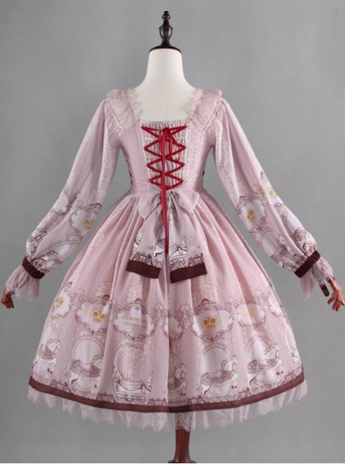 Royal Carousel smoke pink Lolita long-sleeved OP