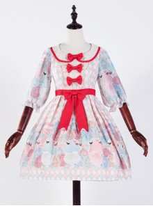 The Girl's Breasts Half Sleeve Little High Waist Cherry Mint Lolita Dress