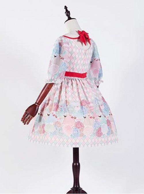 The Girl's Breasts Half Sleeve Little High Waist Cherry Mint Lolita Dress