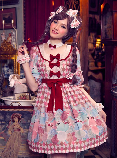 The Girl's Breasts Half Sleeve Little High Waist Toffee Cotton Candy Lolita Dress