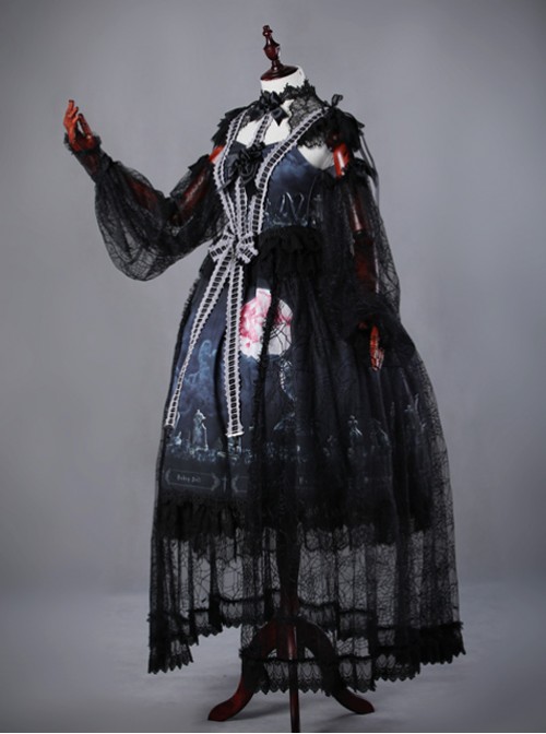 Moon Wolf Gorgeous Design Black Lolita JSK&OP