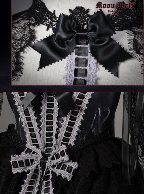 Moon Wolf Gorgeous Design Black Lolita JSK&OP