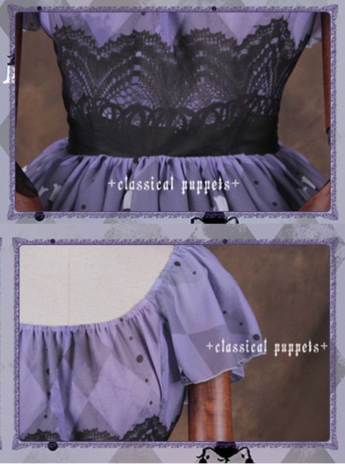 Obsidian Butterfly Dance Crystal Purple Short Sleeve Lolita OP