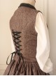 Earl Tea Retro College Style Woolen Brown Vest Lolita Skirt Set