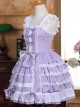 White Lace Violet Bowknot Sweet Lolita Sling Dress