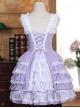 White Lace Violet Bowknot Sweet Lolita Sling Dress