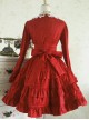 Palace Style Retro Lace Long Sleeve Wine Red Gothic Lolita Dress