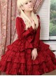 Palace Style Retro Lace Long Sleeve Wine Red Gothic Lolita Dress