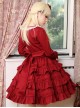 Palace Style Retro Lace Long Sleeve Wine Red Gothic Lolita Dress