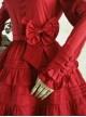 Palace Style Retro Lace Long Sleeve Wine Red Gothic Lolita Dress