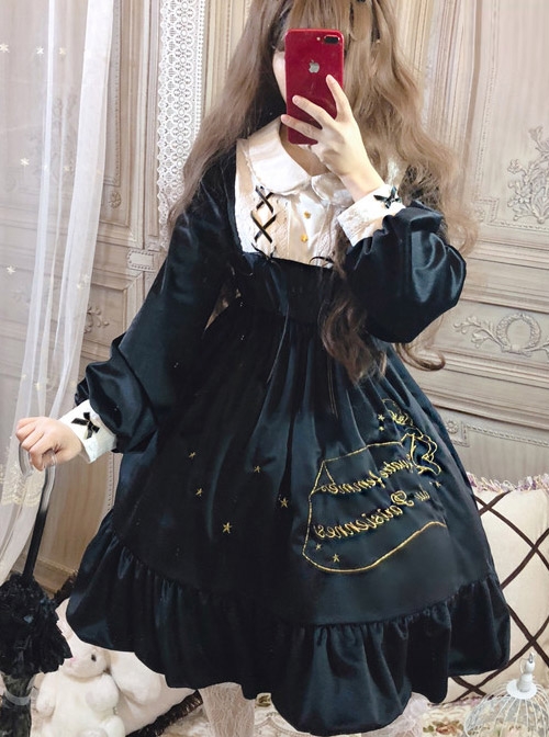 Palace Style Retro Lace Long Sleeve Red Gothic Lolita Dress