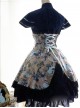 Chinese Style Kirin Printing Dark Blue Qi Lolita Short Sleeve Dress