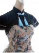 Chinese Style Kirin Printing Dark Blue Qi Lolita Short Sleeve Dress