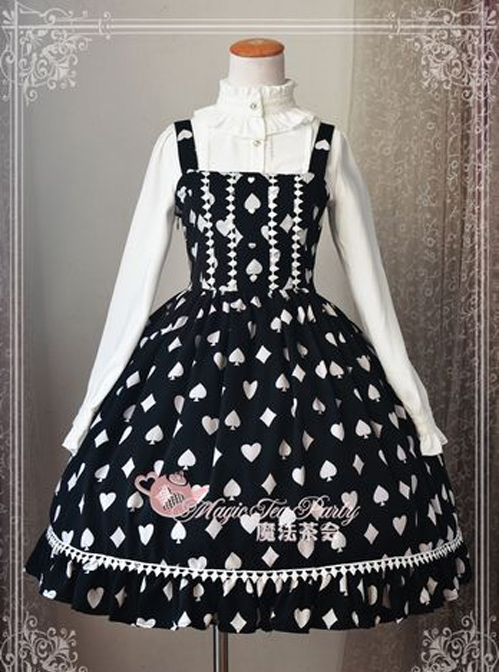 Magic Tea Party Poker Series Printing Classic Lolita Sling Dress