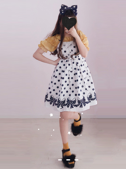 Wave Point Bowknot Sweet Lolita Sling Dress