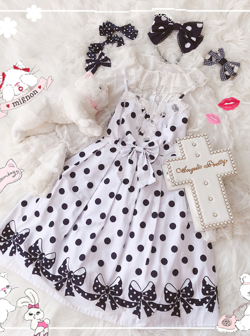 Wave Point Bowknot Sweet Lolita Sling Dress