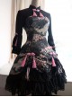 Cotton Chinese Style Printing Standing Collar Tassel Bowknot Qi Lolita Seventh Sleeves Dress