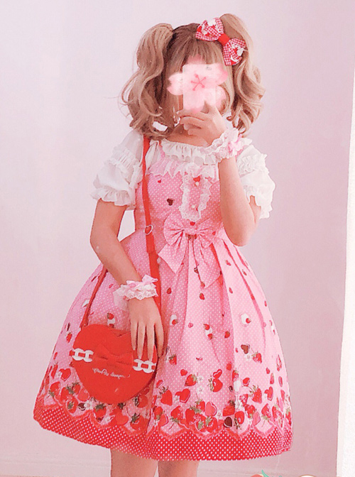 Chocolate Strawberry Sweet Lolita Sling Dress