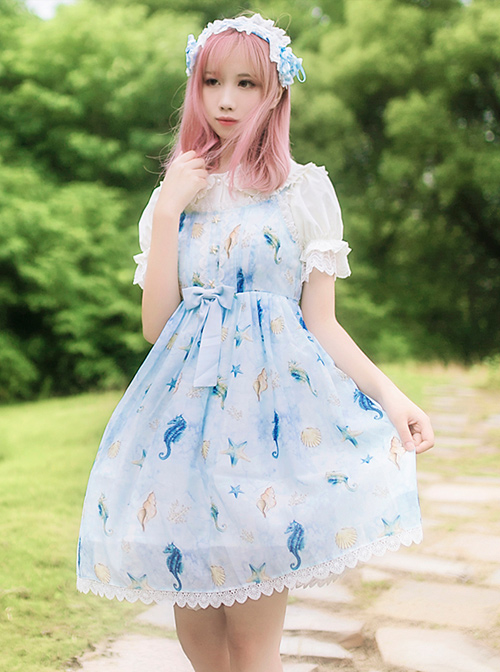 Starfish Song Light Blue Sweet Lolita Sling Dress