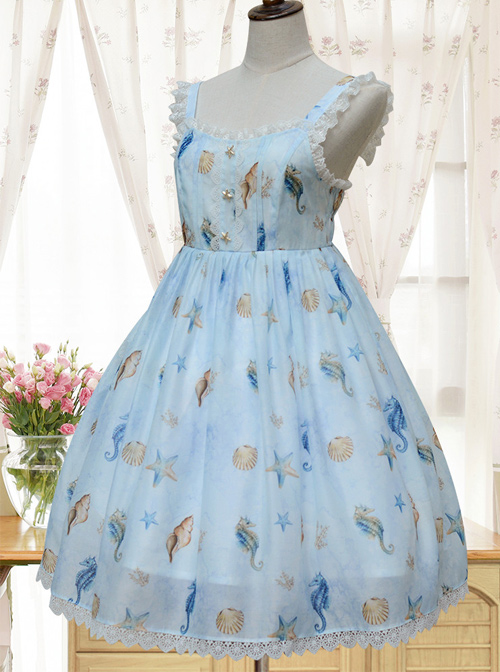 Starfish Song Light Blue Sweet Lolita Sling Dress