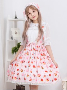 Dessert Printing Sweet Lolita Pink Sling Dress