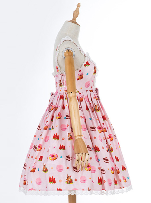 Dessert Printing Sweet Lolita Pink Sling Dress