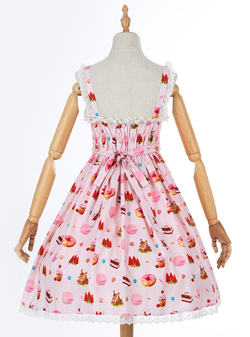 Dessert Printing Sweet Lolita Pink Sling Dress