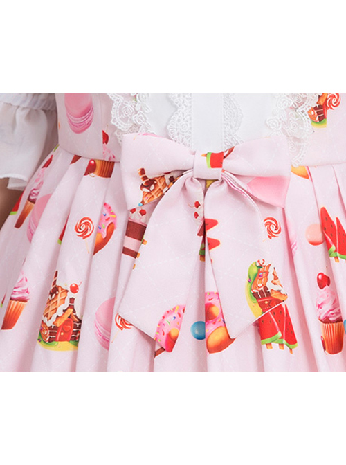 Dessert Printing Sweet Lolita Pink Sling Dress