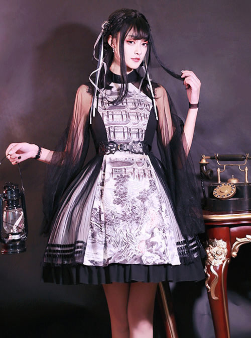 Chinese Style Ink Painting Printing Classic Lolita Dress