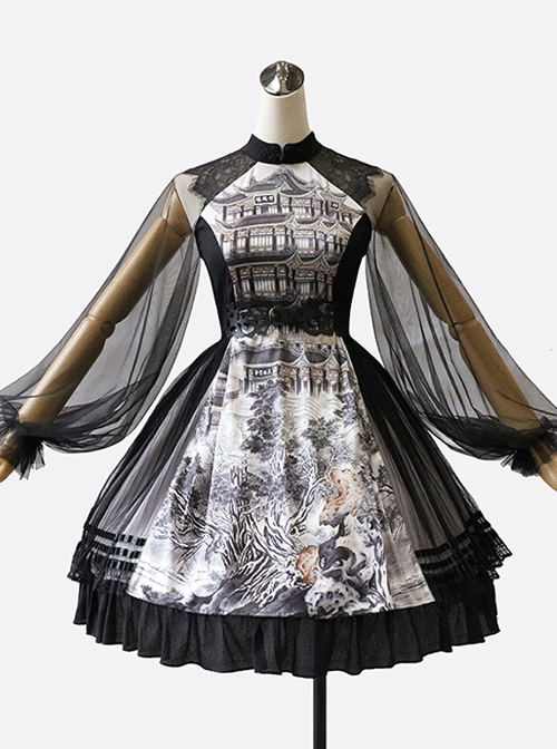 Chinese Style Ink Painting Printing Classic Lolita Dress