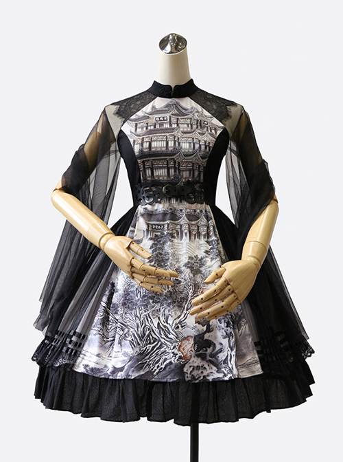 Chinese Style Ink Painting Printing Classic Lolita Dress