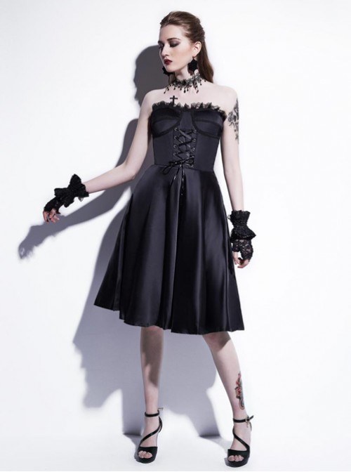 Fashion Sexy Black Strapsless Dress Gothic Lolita Dress