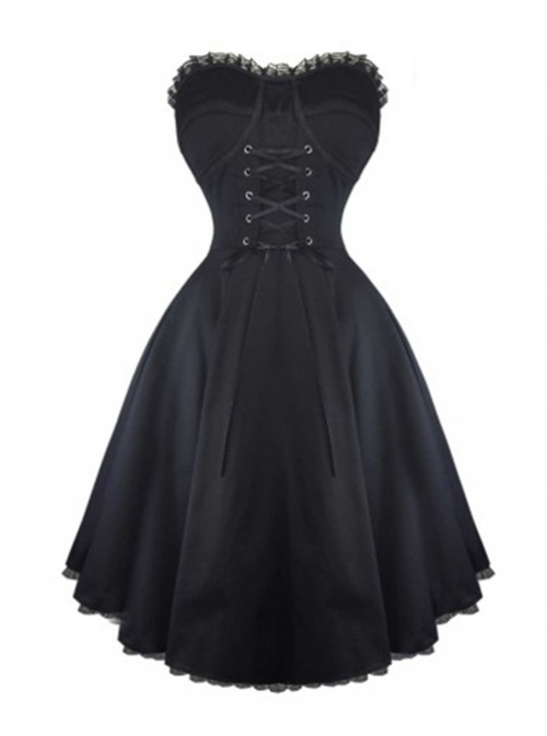 Fashion Sexy Black Strapsless Dress Gothic Lolita Dress