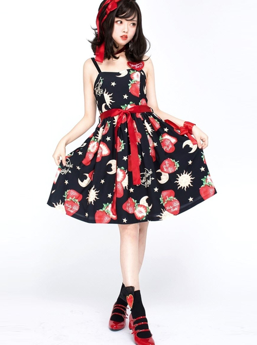 Strawberries Floating In The Universe Series Normal Waist Version Sweet Lolita Sleeveless Dress