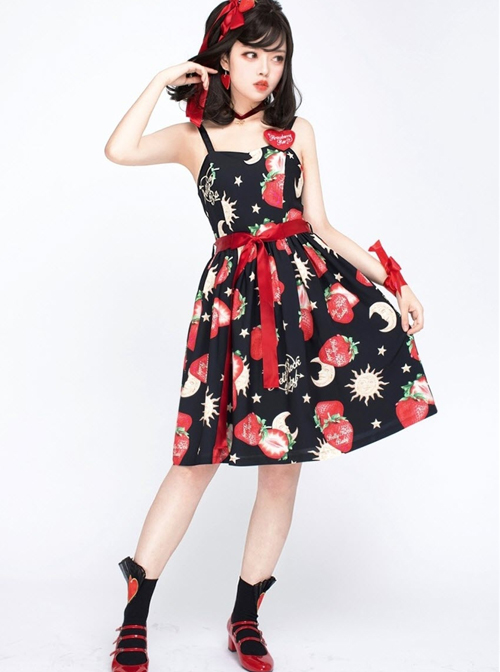 Strawberries Floating In The Universe Series Normal Waist Version Sweet Lolita Sleeveless Dress