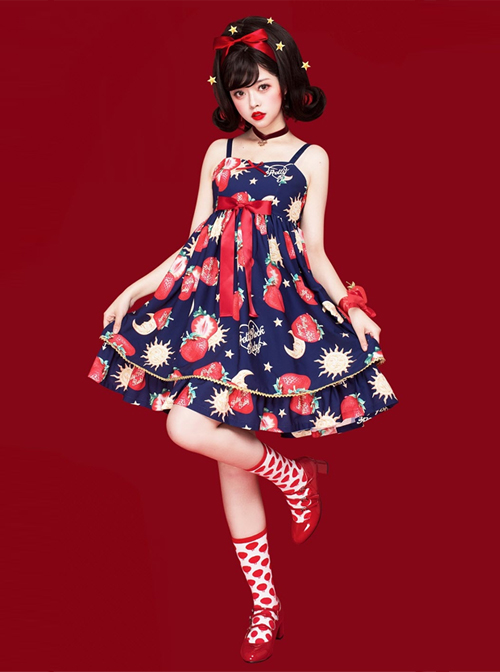 Strawberries Floating In The Universe Series High Waist Version Sweet Lolita Sleeveless Dress