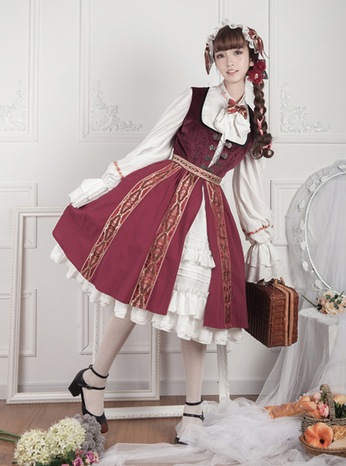 Anna Polka Series Embroidery Retro Classic Lolita Jumper Dress