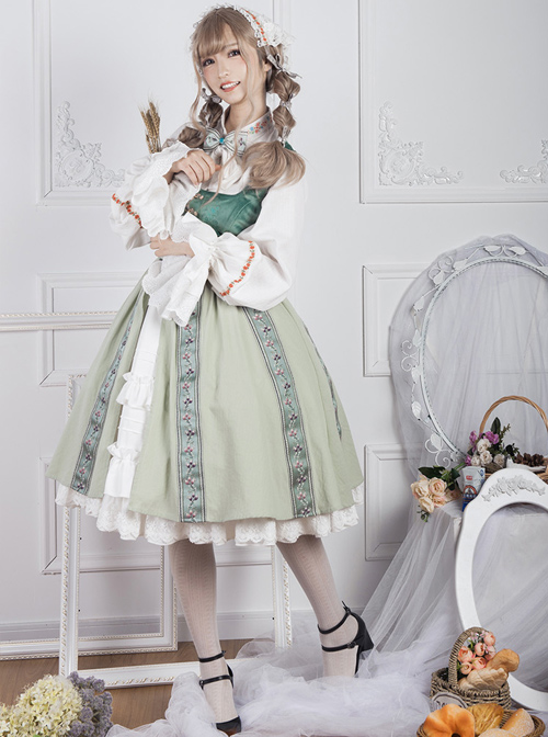 Anna Polka Series Embroidery Retro Classic Lolita Jumper Dress