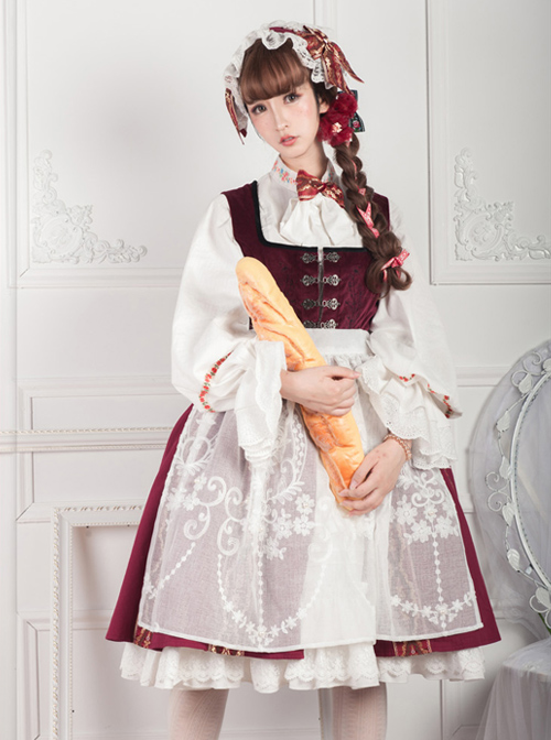 Anna Polka Series Embroidery Retro Classic Lolita Jumper Dress