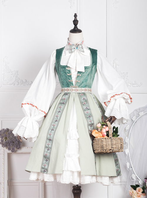 Anna Polka Series Embroidery Retro Classic Lolita Jumper Dress