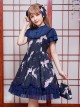 Dark Blue Retro Chinese Style Classic Lolita Short Sleeve Dress