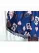 Dark Blue Chiffon Poker Printing Classic Lolita Sling Dress