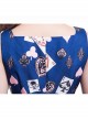 Dark Blue Chiffon Poker Printing Classic Lolita Sling Dress