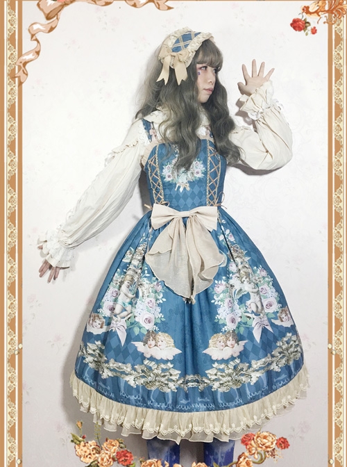 Angel's Music Chapter Series Printing Classic Lolita Sling Dress