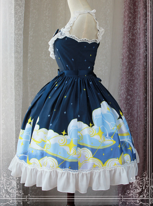 Magic Tea Party Starry Sky Series Dark Blue Sweet Lolita Sling Dress