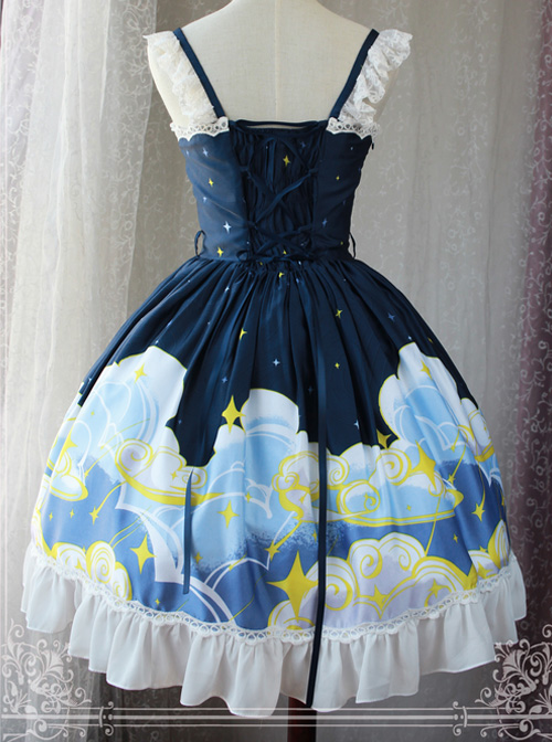 Magic Tea Party Starry Sky Series Dark Blue Sweet Lolita Sling Dress