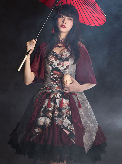 Red-crowned Crane Pattern Chinese Style Classic Lolita Half Sleeve Dress