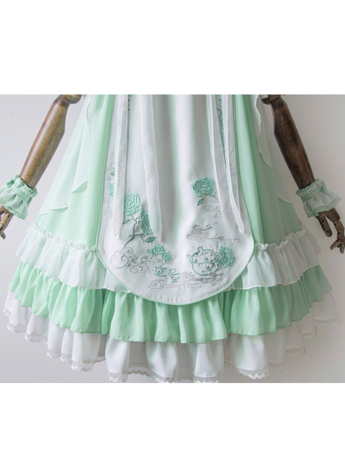 Camellia Series Chinese Style Embroidery High Waist Lolita Dress